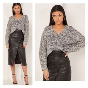 New! REISS Flo Textured Chunky Weave V-Neck Relaxed Sweater